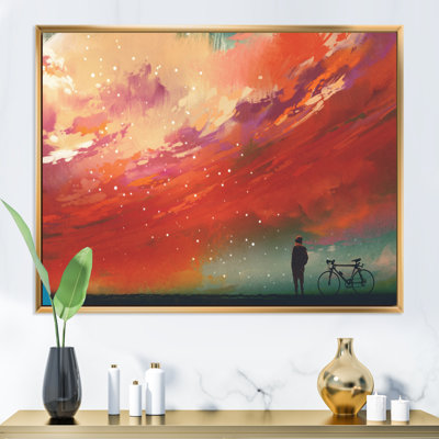«Video Game Man Bicycling Galatic Storm - Décoration murale moderne en toile