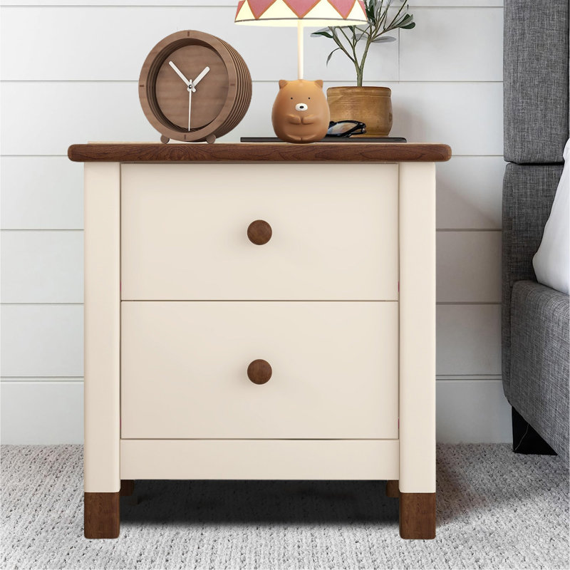 20'' W Nightstand, Cream+Walnut