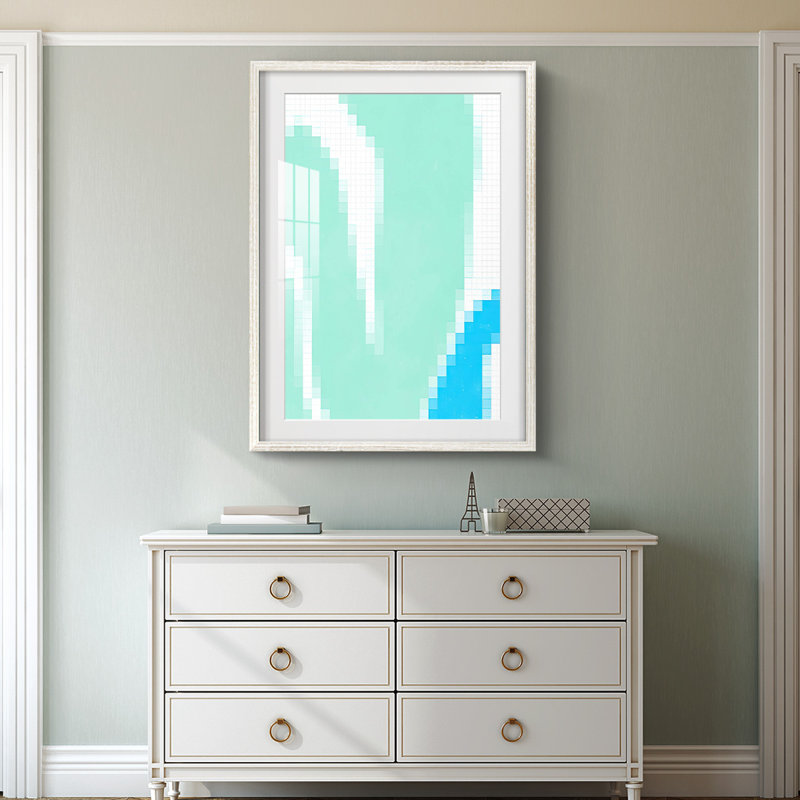 Pixel Leaves V -Framed Print, 19.5" H x 16.5" W, White