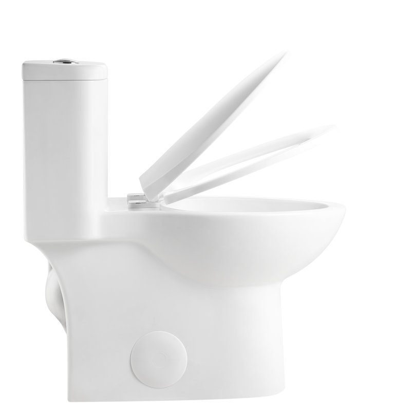 Dual Flush 1.1/1.6 One Toilet With 17 - Inch Height Comfort Seat, Rimless Siphon Technology, 360 Wash, Soft Close Gloss White For Bathroom, 12 Inch Rough In Design Modern Tornado Flush, Chair Seat At