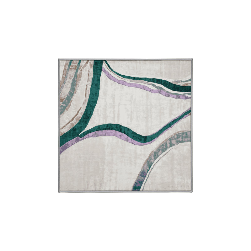 Machine Washable Gray Area Rug, Square 3'