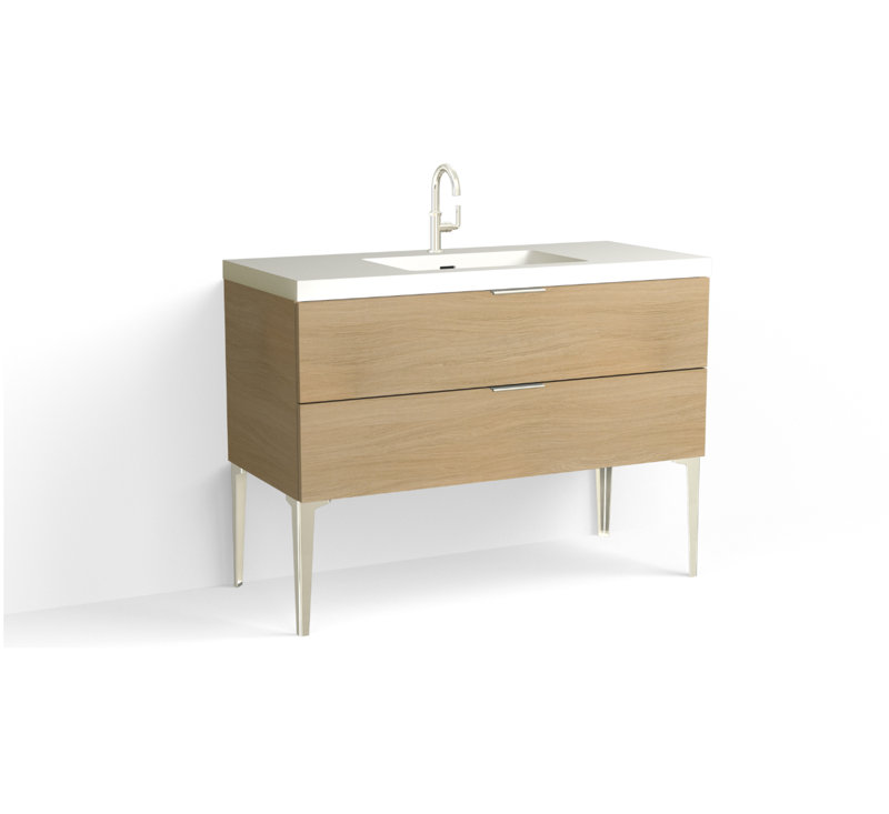 Avila 48" W Freestanding Single Bathroom Vanity with Dean Leg, Gloss White/Single, Polished Nickel, Biondo