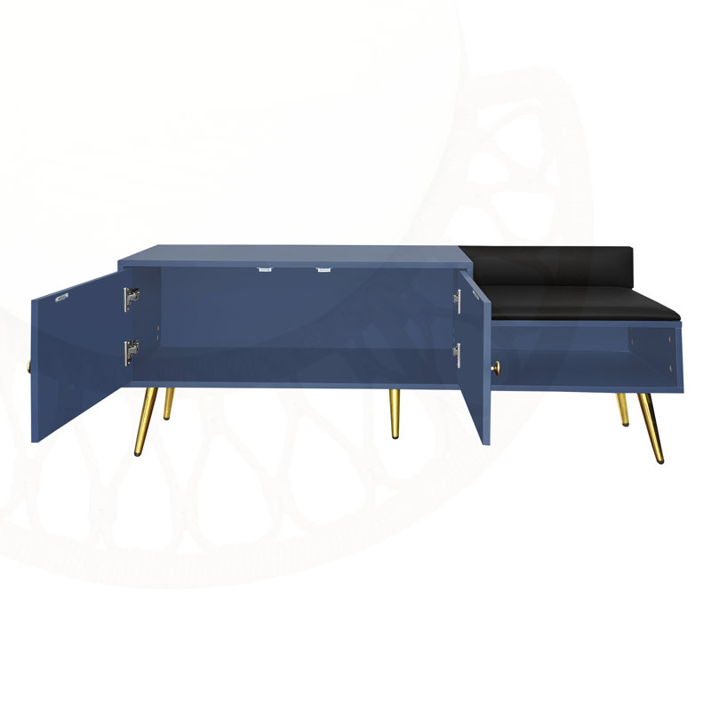 Banc de rangement pour chaussures avec coussins, Marine