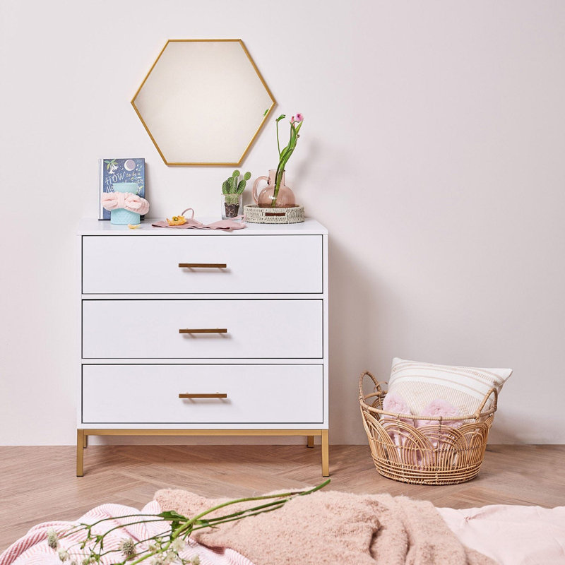Agna 80cm W 3 - Drawer Chest of Drawers, White