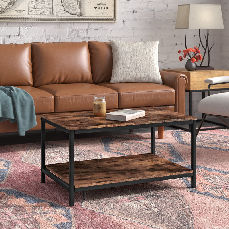Table basse à 4 pieds avec rangement Hoyle, Marron