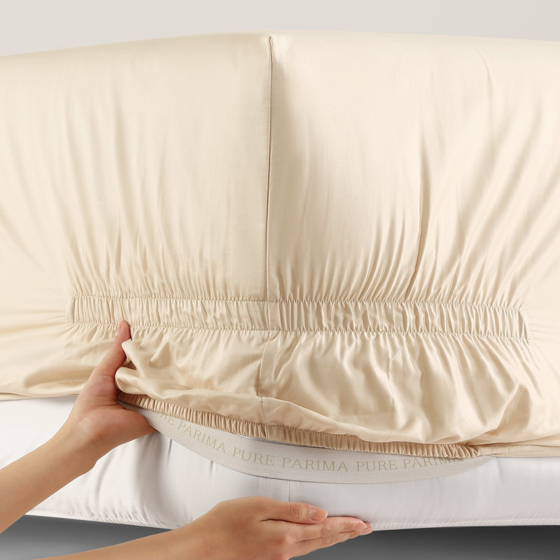 Purefect Fit Adjustable Sateen Fitted Sheet Fitted Sheet, Queen, Cream