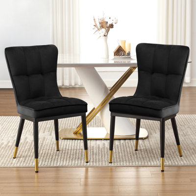 50CM Seat Height Upholstered Dining Chairs With High Back Metal Legs
