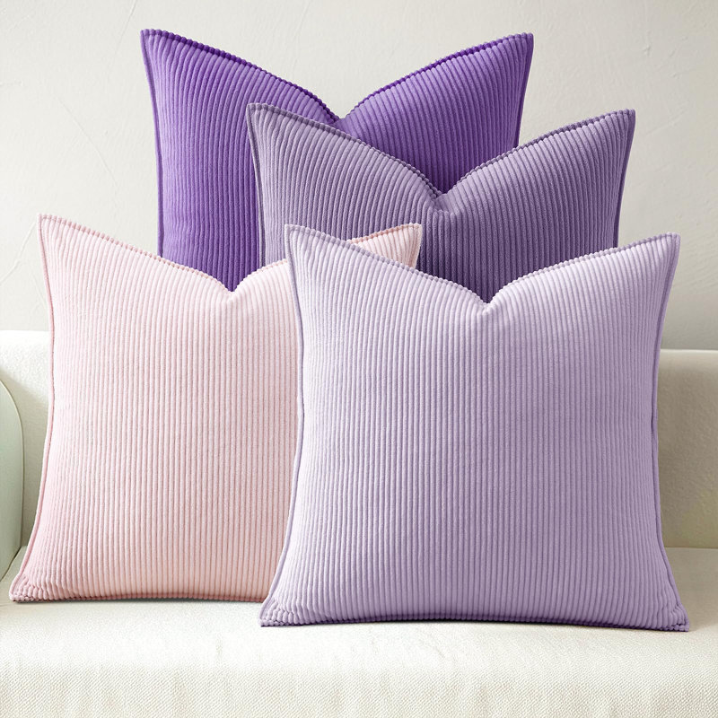 Ensemble de 4 housses de coussins décoratifs en velours côtelé 18 x 18 en velours côtelé Boho