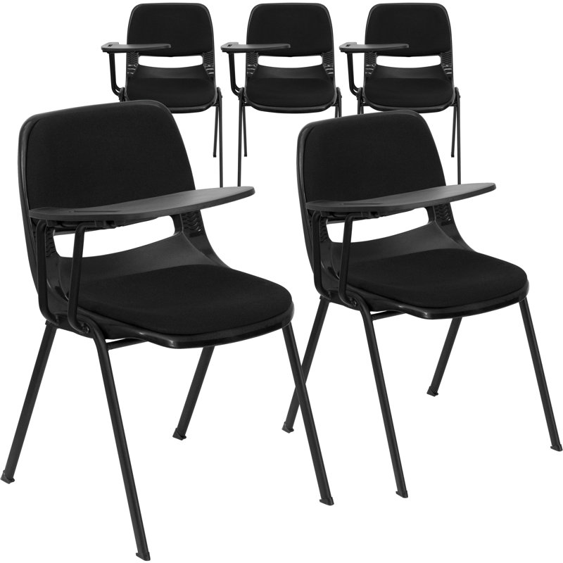 Padded Ergonomic Shell Chair with Right Handed Flip-Up Tablet Arm