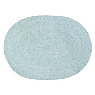 Rustica Farmhouse Handmade Braided Turquoise/White Area Rug