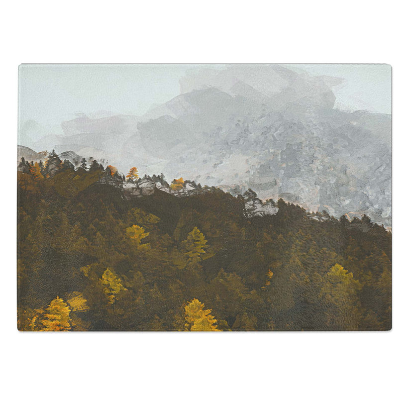 Glass Half Mountain Half Forest in Abstract Chopping Board, 39 cm W x 28.5 cm L