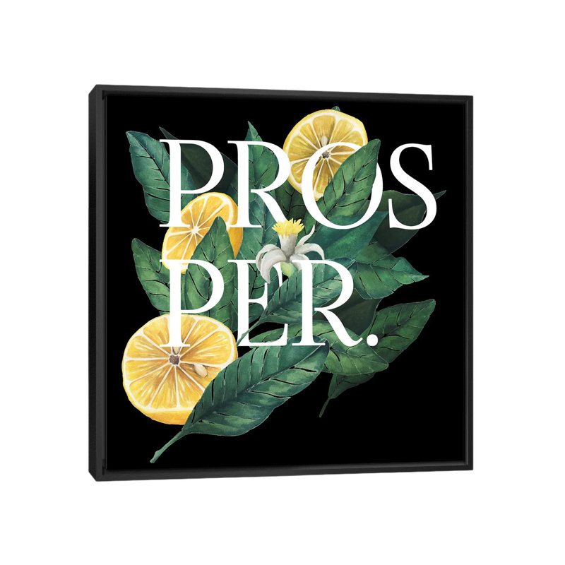 « prospér & prospére i », impression sur toile, H 18 po x l 18 po x P 1,5 po, Toile avec cadre noir, Pas de tapis