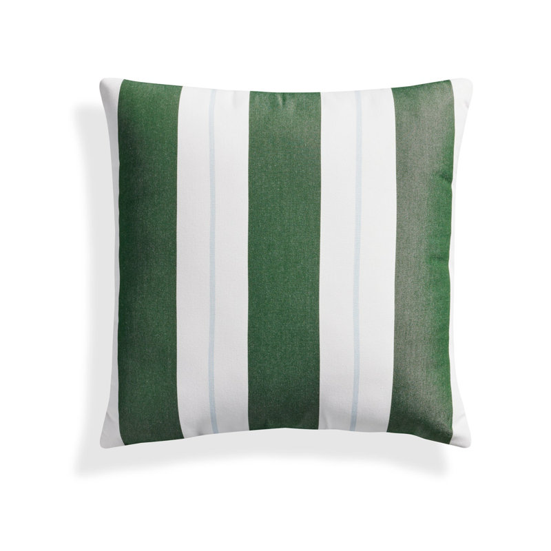 Signal Square Indoor/Outdoor Pillow Cover & Insert, White/Ivy Striped