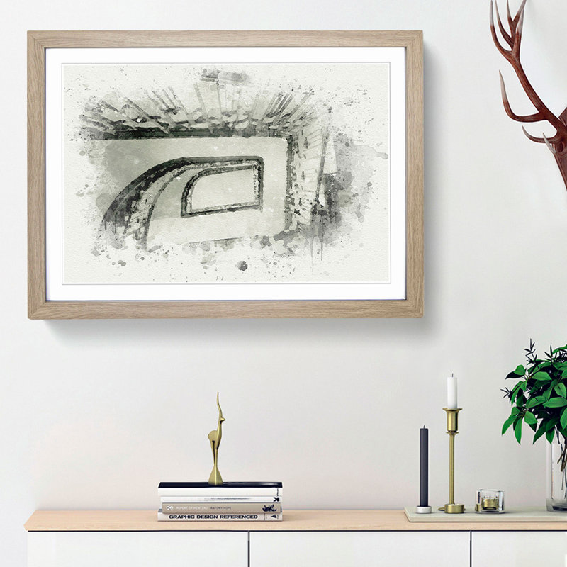 Rectangular Staircase in Abstract - Picture Frame Graphic Art Print, 62cm H x 87cm W x 2cm D, Oak Framed