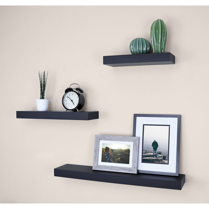 Chelsea 3 Piece Floating Shelves Set, Black