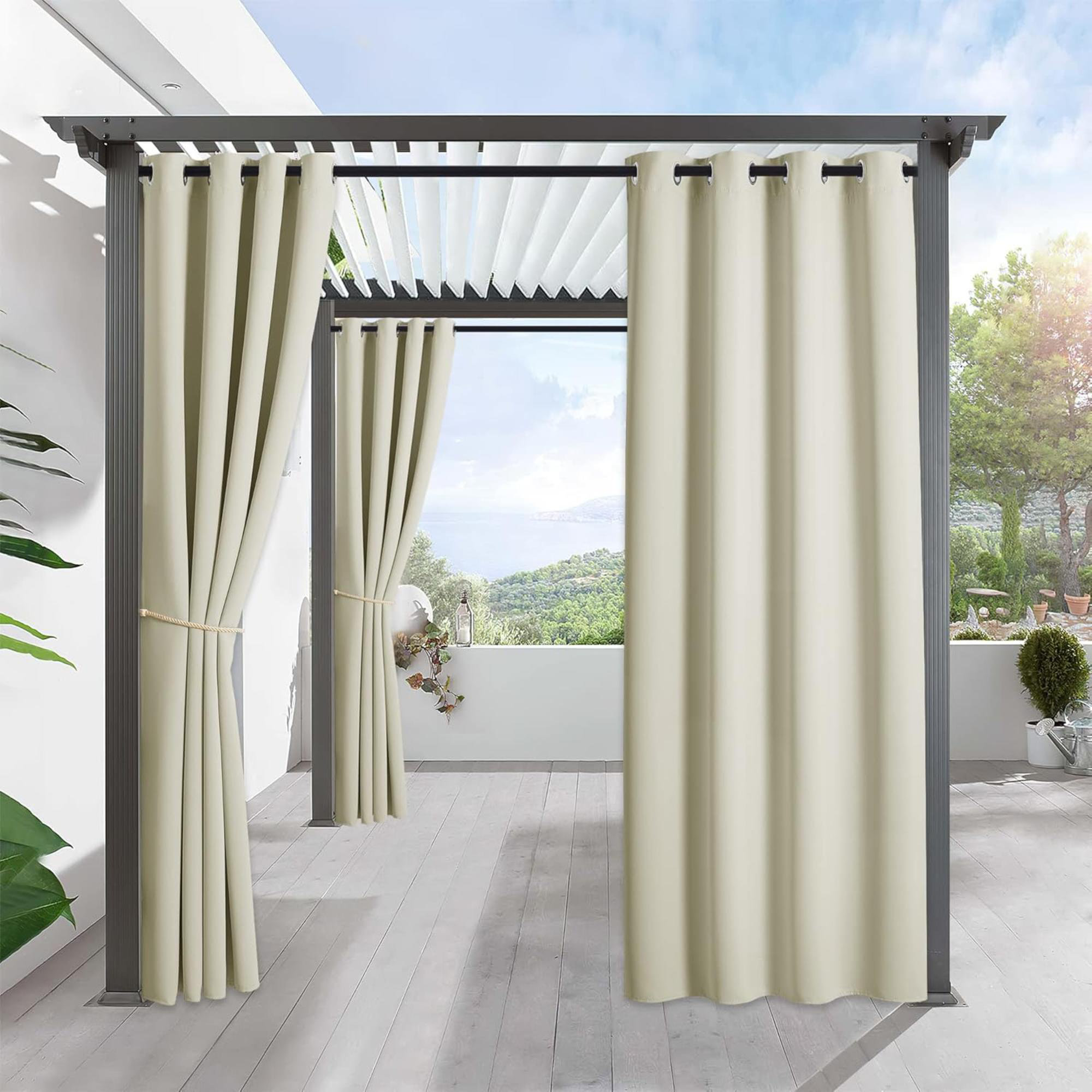 Ebern Designs Outdoor Curtains For Patio Waterproof Outside Curtains For  Porch Pavilion Gazebo Weatherproof Wind Resistant | Wayfair, image size:2000x2000