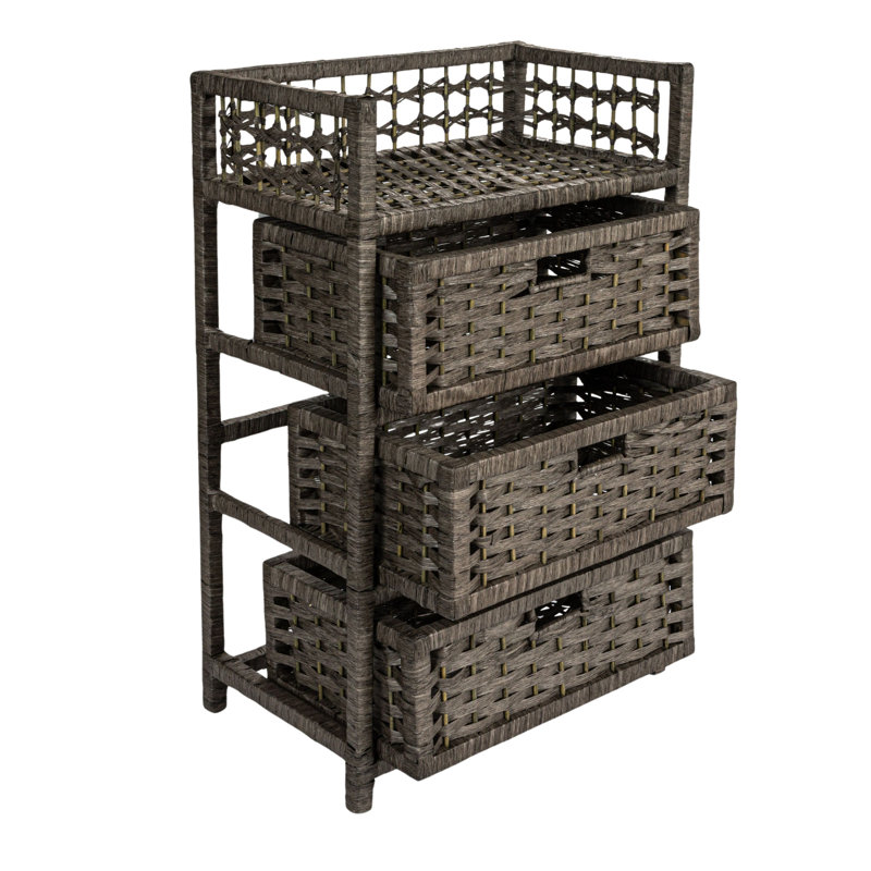 Stain Paper Rope 3 Drawer Chest , Gray