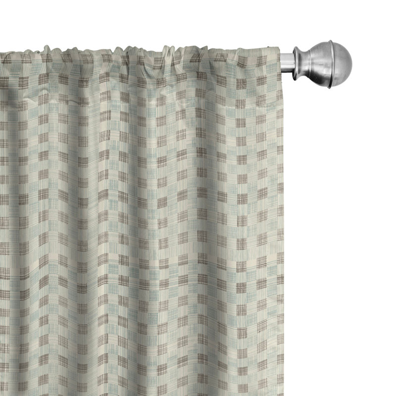 Rideaux à 4 panneaux East Urban Home, motif à carreaux grunge, taupe pâle, L 56 po x L 95 po