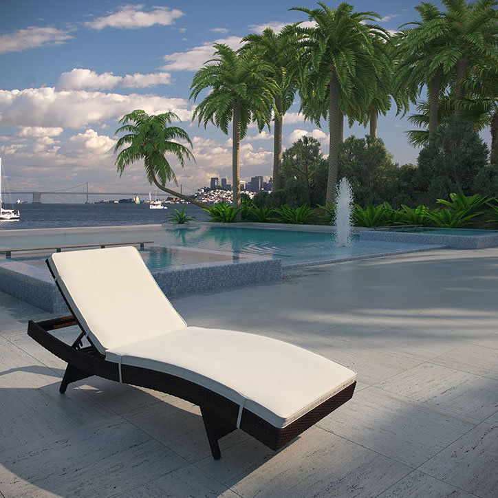 Peer Outdoor Patio Chaise, Espresso, White