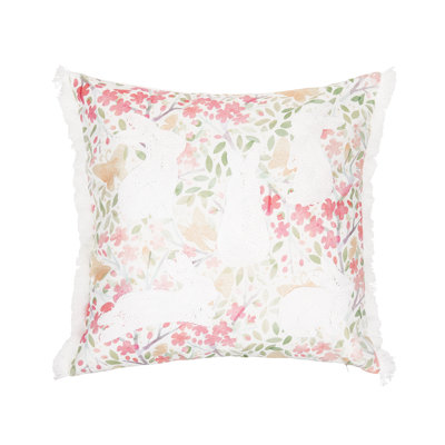Easter Bunnies Flowers Decorative Throw Pillow