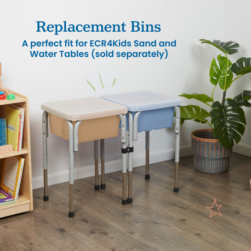 Powder Blue Plastic Lidded Storage Bins for Kids, 2-Pack