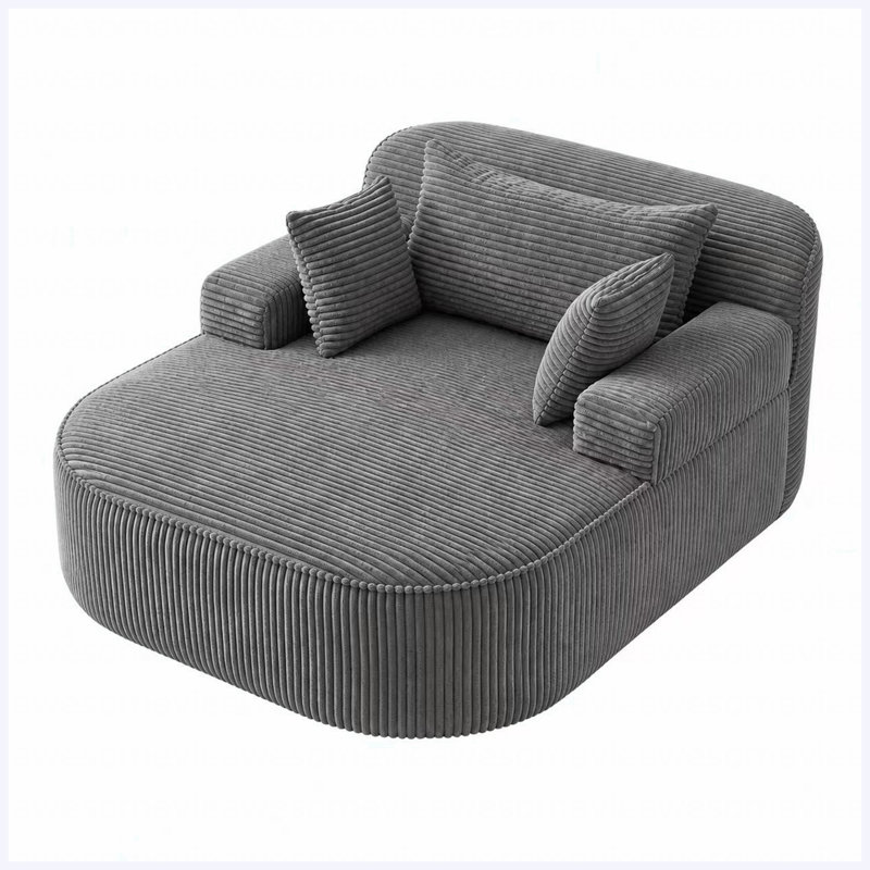 Chaise longue en velours côtelé sans assemblage, Velours côtelé gris