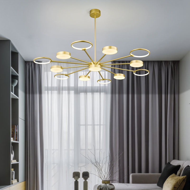 Luminaires suspendus ronds modernes Modern Industria, Or, 13 lumières