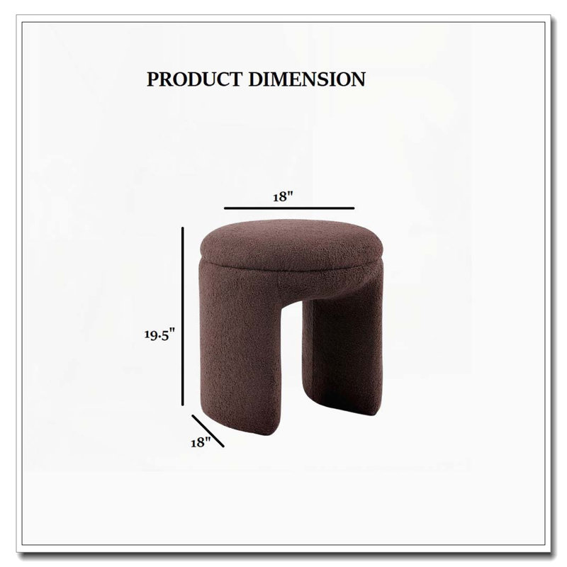 Tabouret d'appoint à plateau rond - Shearling - Conception de banc, Brun