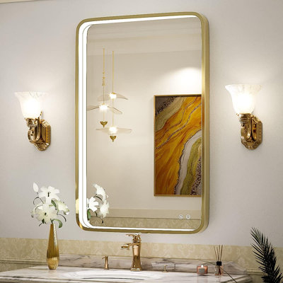 LED Bathroom Vanity Mirror With Lights - Wall Mounted Anti-Fog Mirror With Dimmable Memory Function, Non-Rusting Metal Frame, Stepless Dimming For Modern Bathroom Decor