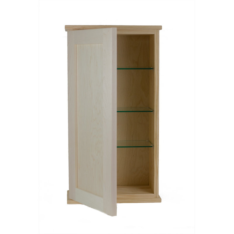 Armoire de salle de bain murale en bois massif l 15,5 po x H 37,5 po x P 3,25 po, Brun, L 15,5 po x H 25,5 po x P 3,25 po