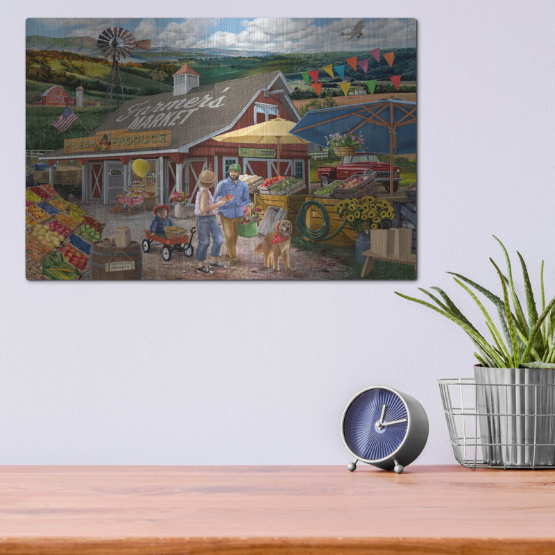 "Farmers Market" par Bigelow, illustrations en métal, H 12 po x l 16 po