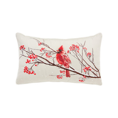 Winterberry Cardinal Lumbar Pillow