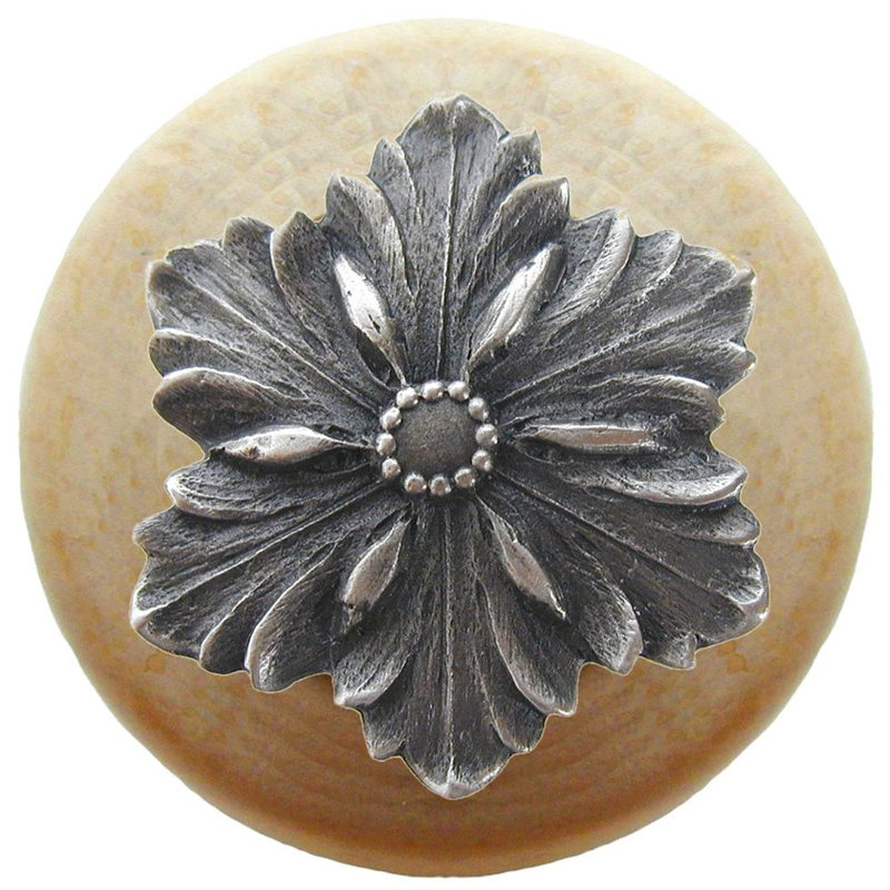 Classic Mushroom Knob, Antique Pewter/Natural Wood