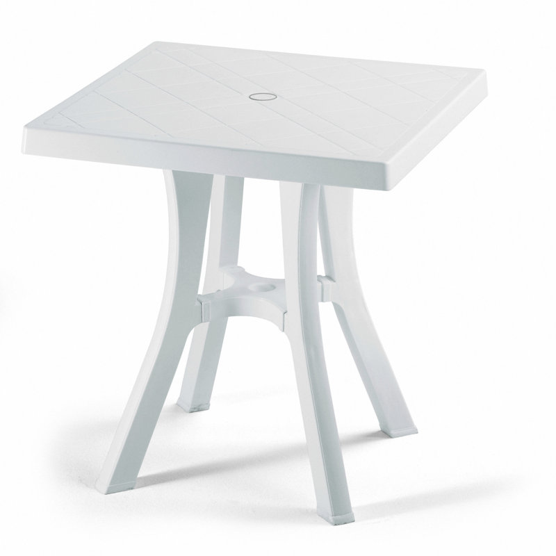 Square Outdoor Bistro Table With Umbrella Hole , 69cm cm W 69cm cm D, White