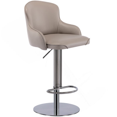 Tabourets de bar en acier inoxydable titane noir, chaise de bar en cuir de qualité moderne avec dossier, hauteur réglable pivotante pour le comptoir de la cuisine et la salle à manger (1 pièce grise)