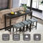 Ensemble de table de bar 3 personnes avec prise de courant Tasneema, ensemble de table de bar et de chaises, ensemble de table de bar avec 3 tabourets rembourrés-1090511484