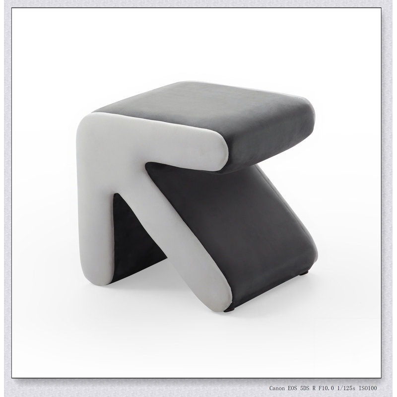 Upholstered Velvet Sofa Stool Kids Stool Shoe Bench Footrest Footstool, Gray