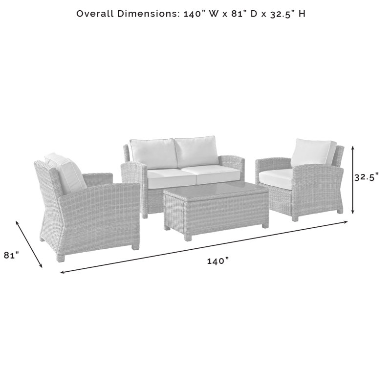 4 - Person Patio Conversation Set with Cushions, Gray, Gray