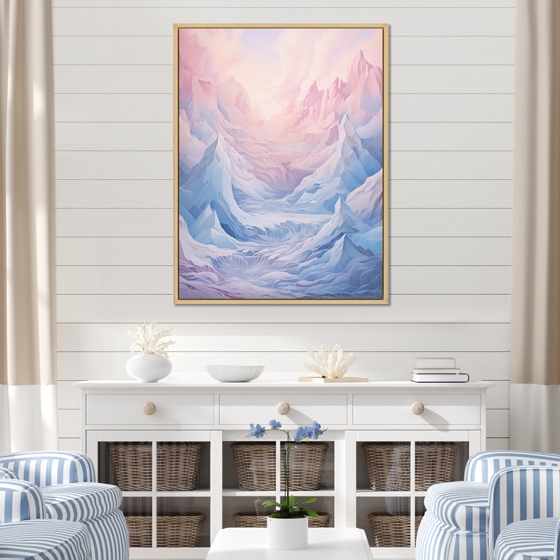 Kawaii Landscape In Alaska III - Glacier Wall Decor, Natural Floater Framed, H 40 po x l 30 po
