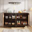 Buffet 59 po en rotin brun foncé et bois jaune