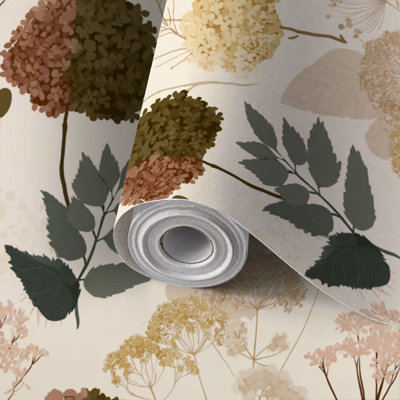 Papier peint auto-adhésif et amovible à motif de gouache botanique pour papier peint auto-adhésif et amovible 24 po x 118 po (60 x 300 cm)