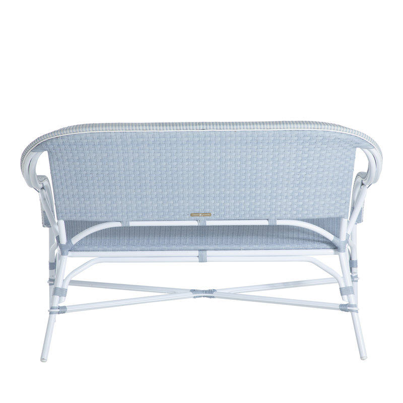 Causeuse d'extérieur Savoy N-Dura, Welt, Check Plaid Taupe, Chalk And Chambray