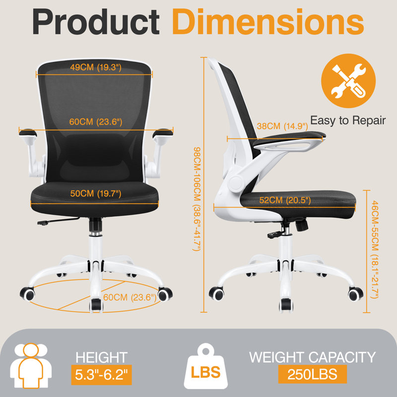 Home Office Ergonomic Mesh Task Chair, White