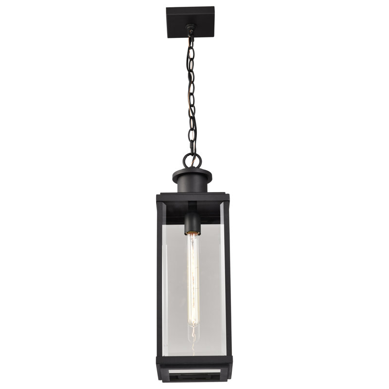 Luca - Hanging Pendant - Sand Black Finish - Clear Beveled Glass