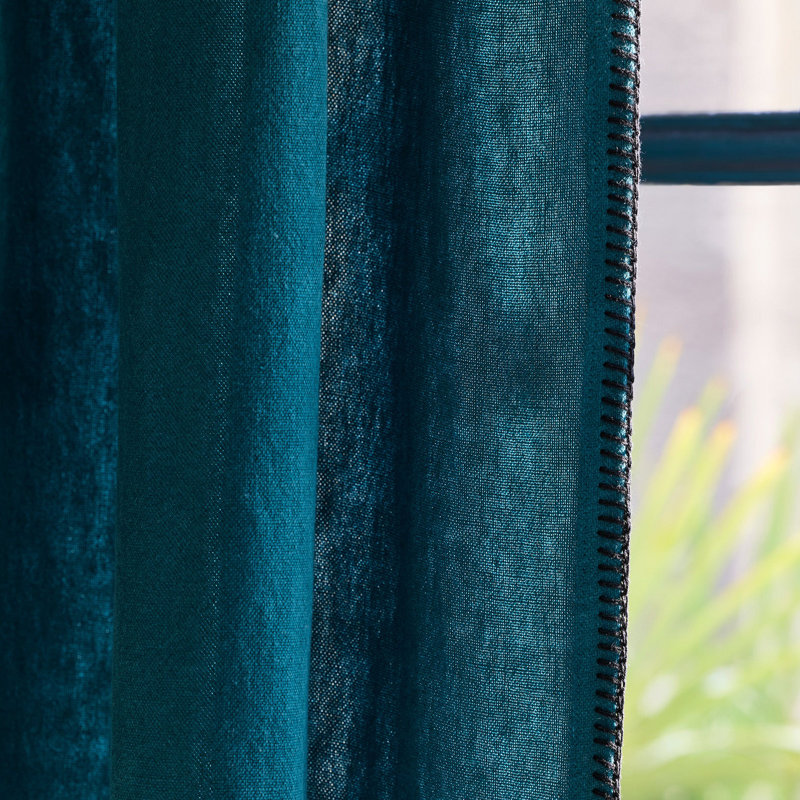 Nino Linen Curtain Single Panel, Blue, 135 x 280cm