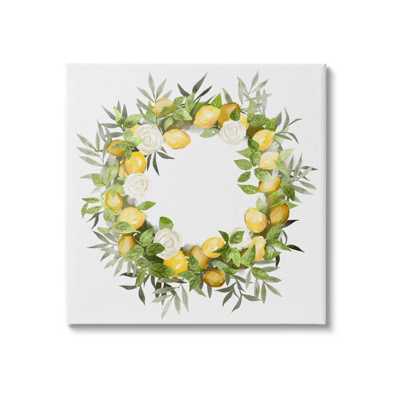Couronne botanique «Lush Lemons» par Ziwei Li - impression, H 17 po x l 17 po x P 1,5 po, Toile tendue