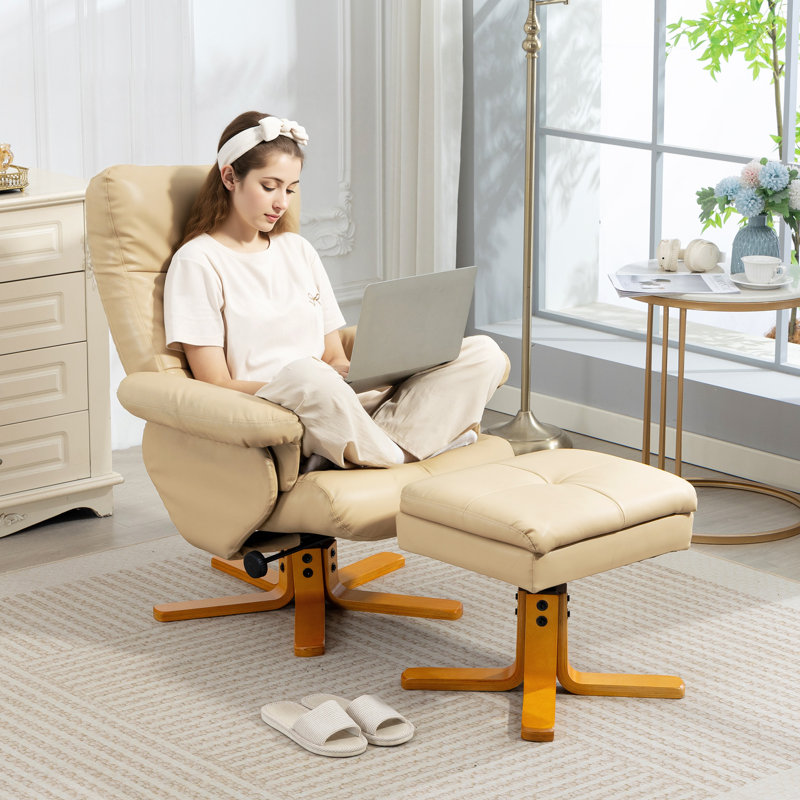 80cm Wide Swivel Standard Recliner, Beige