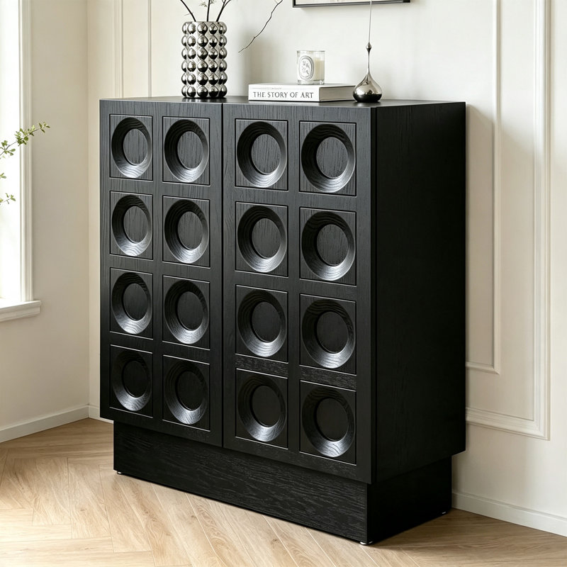 Meuble d'appoint circulaire sur pied, Noir
