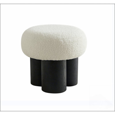 W80171 Mushroom stool, grieg plush cushion, wooden barrel PVC pipe