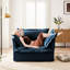 Fauteuil de salon avec chenille bleue, sièges spacieux, tissu amovible, chenille large et stable, confort d'assise profond, housses, structure-896245323